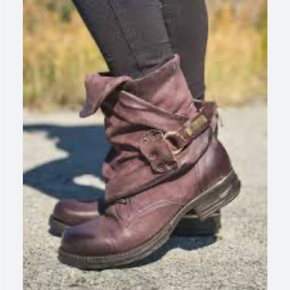 A.S.98 boots burgundy Lace-Up Boots/ zip